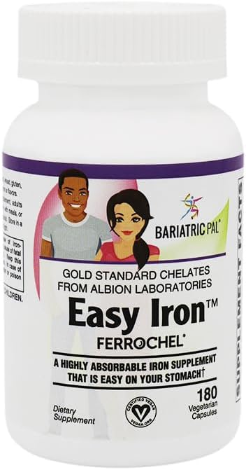 Easy Iron 25mg Capsules by BariatricPal - Highly Absorbable &amp Easy On Your Stomach! (180ct Bottle)