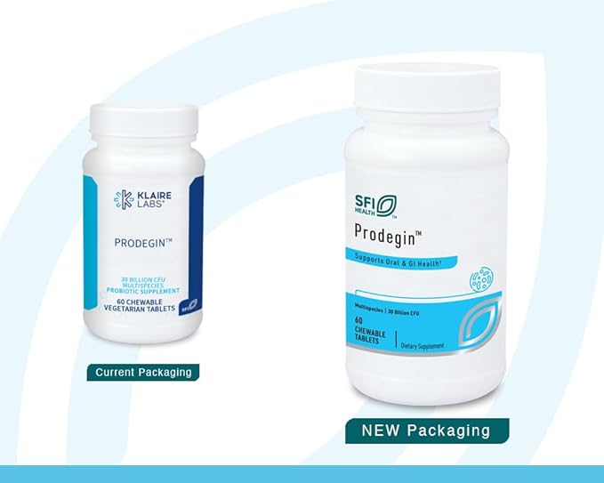 Klaire Labs SFI Health Prodegin Chewable Probiotic - Oral Health Support 30 Billion CFU Blend with L. salivarius for Men &amp Women Hypoallergenic Post-Bariatric &amp GI Support (60 Tablets 2 Pac