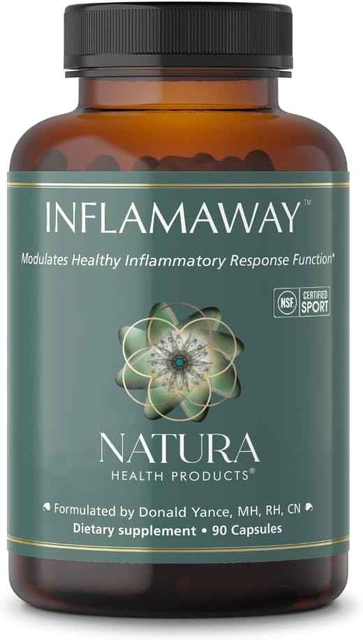 Natura Health Products InflamAway Supplement - Modulate a Healthy Inflammatory Response - Featuring Boswellia Serrata Bromelain Ginger Black Pepper (BioPerine) and Chinese Skullcap (90 Capsules)