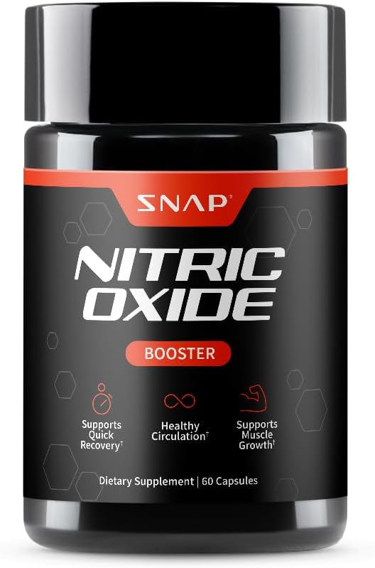 Snap Supplements Nitric Oxide Supplement with L-Arginine to Support Energy Quick Recovery Heart Health Muscle Growth &amp Circulation 60 Vegetarian Capsules (1 Month Supply)
