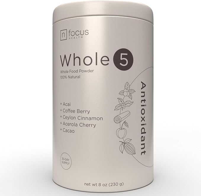 Whole5 Antioxidant Superfood Powder | Longevity Mix w/Acai Acerola Cherry Coffee Fruit Ceylon Cinnamon &amp Cacao | Smoothie Shake &amp Bowl Add-Ins | 8000mg per Scoop | 30 Servings