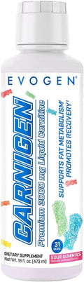 Evogen Carnigen Premium L Carnitine Liquid – L Carnitine 3000 Supplement | L Carnitine Supplement for Fat Metabolism &amp Recovery | Acetyl L-Carnitine | Caffeine Free | Sour Gummies | 31 Servings