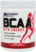 PERFORMANCE INSPIRED Nutrition BCAA with Energy – 5G BCAA 480mg CherryPURE 160mg Natural Caffeine – Supports Muscle Recovery &amp Endurance – Berry Flavor