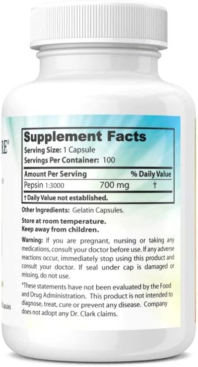 Dr. Clark Pepsin Supplement 700mg 100 Gelatin Capsules