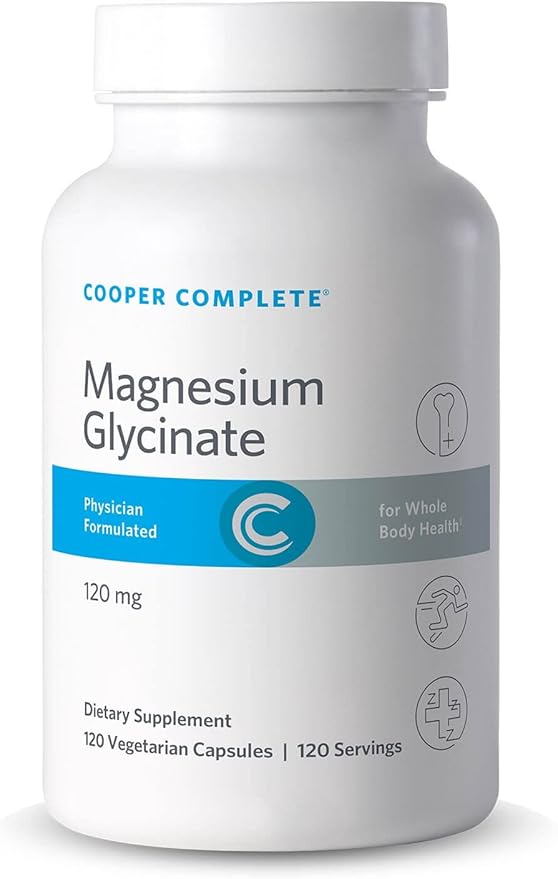 Magnesium Glycinate Capsules 120 mg for Sleep Support† Cooper Complete Calm &amp Muscle Relaxation Heart Health Supplement 120 Count