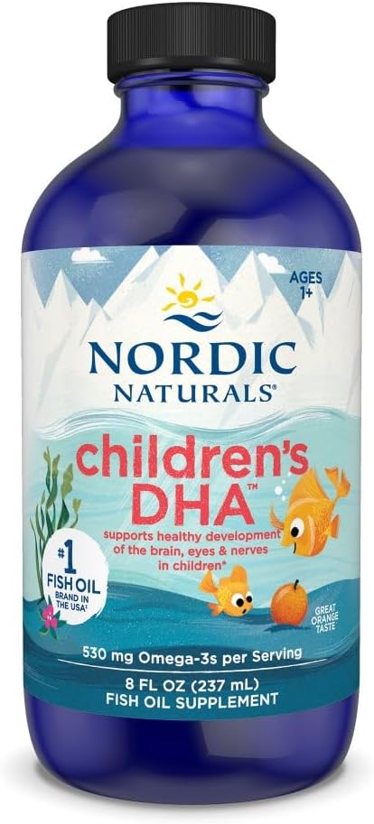 Nordic Naturals Children’s DHA Orange - 8 oz for Kids - 530 mg Omega-3 with EPA &amp DHA - Brain Development &amp Function - Non-GMO - 96 Servings