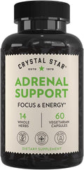 Crystal Star Adrenal Support Supplement (60 Capsules) – Daily Herbal Cortisol Supplement for Stress Relief &amp Adrenal Fatigue - Siberian Eleuthero Licorice Uva Ursi Astragalus &amp Fo-ti – Non-