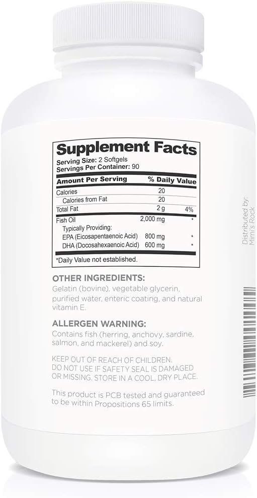 Multiform Vitamins Omega 3 Fish Oil - 2000mg - Burpless Non-GMO No Fishy Aftertaste (180 Capsules)