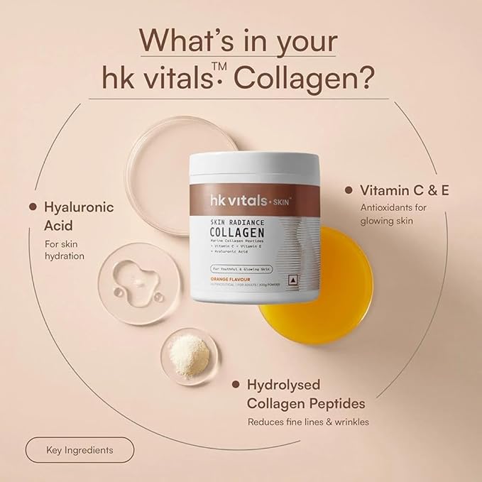 MT H&ampK Skin Radiance Marine Collagen Supplement Powder Orange 200g with Vitamin C and E Collagen Peptides