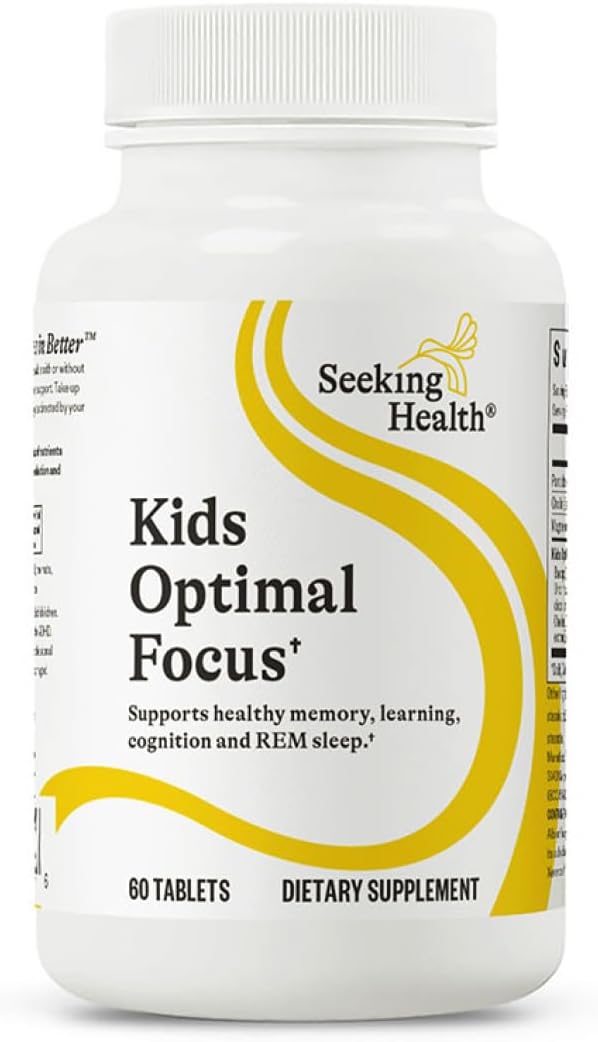 Seeking Health Kids Optimal Focus - Calming Supplement for Children - Supports Focus Healthy Mindset &amp Sleep† - 60 Chewable Tablets (30 Servings)