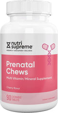 Nutri Supreme Prenatal Vitamin Chewable Prenatal Vitamins for Women with 800 MCG of Folate Complete Pregnancy Multivitamin with Iron Kosher Cherry Flavor 90 Count