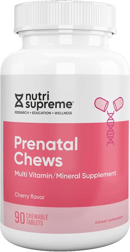Nutri Supreme Prenatal Vitamin Chewable Prenatal Vitamins for Women with 800 MCG of Folate Complete Pregnancy Multivitamin with Iron Kosher Cherry Flavor 90 Count