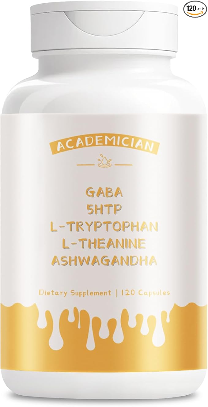 Ashwagandha Capsules with 5HTP 200mg Capsules L-tryptophan 1000mg L-theanine Supplement - 120 Count