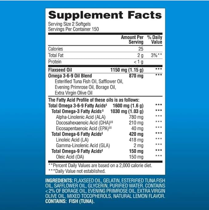 Omega 3-6-9 with Sustainably Sourced Tuna Oil Softgels 300 ct.