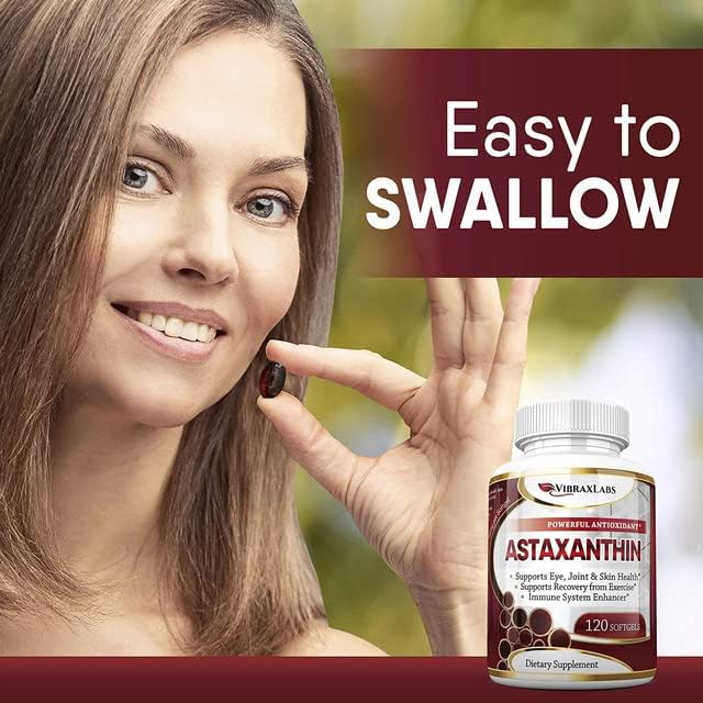 Astaxanthin 10mg Supplement/Best Pure Antioxidant from Microalgae Helps Skin Care &amp Eye Arthritic Joints Healthy Aging Boosting Energy 120 Non-GMO Softgels - Premium Astaxanthin Supplements