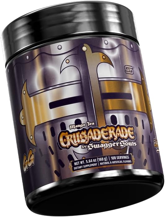 Gamer Supps GG Energy - Crusaderade by SwaggerSouls (100 Servings) - Keto Friendly Gaming Energy and Nootropic Blend Sugar Free + Organic Caffeine + Vitamins + Immune Support Powder Drink