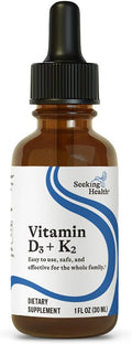 Seeking Health Vitamin D3 + K2 Drops - Liquid Vitamin D &amp K Supports Immune System Function &amp Bone Health - Aids Calcium Absorption - Aids Healthy Blood Flow &amp Circulation - 1 Fl oz (30 ML