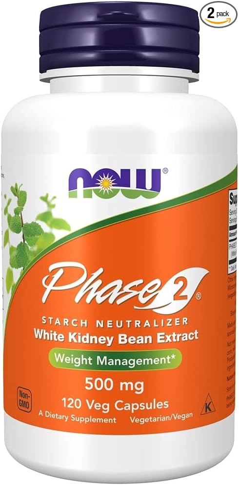 NOW Foods Phase-2 500 mg 120 VegiCaps (Pack of 2)