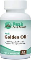 Peak Pure &amp Natural Peak Golden Oil Cold Pressed Organic Black Seed Oil Supplement - Black Seed Oil for Digestive Health Skin Nutrition Joint Comfort - 60 Capsules