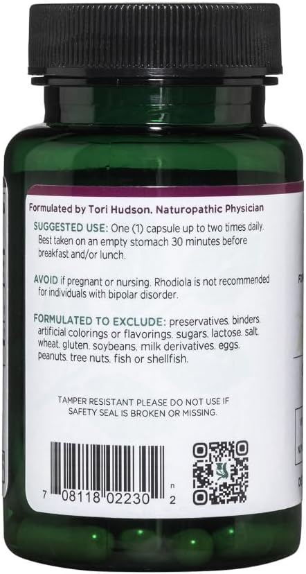 Vitanica Rhodiola Rosea Root Extract 200mg Dr. Formulated 3% Rosavins &amp 1% Salidroside Rhodiola Root 85mg Vegan 60 Capsules