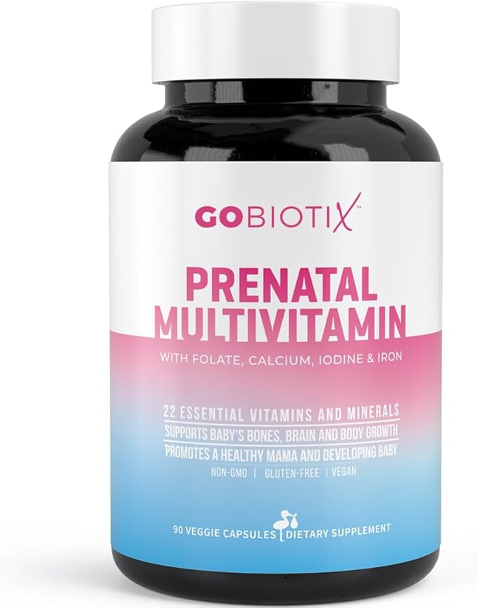 GOBIOTIX Prenatal Vitamins for Women - Multivitamins with Iron Calcium Vitamin D2 C Zinc &amp Folic Acid for Pregnancy - Pre and Postpartum Essentials - Non-GMO - 90 Capsules