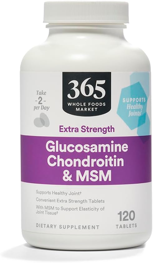 365 by Whole Foods Market Extra-Strength Glucosamine Chondroitin and MSM Supports Healthy Joints 120 Tablets