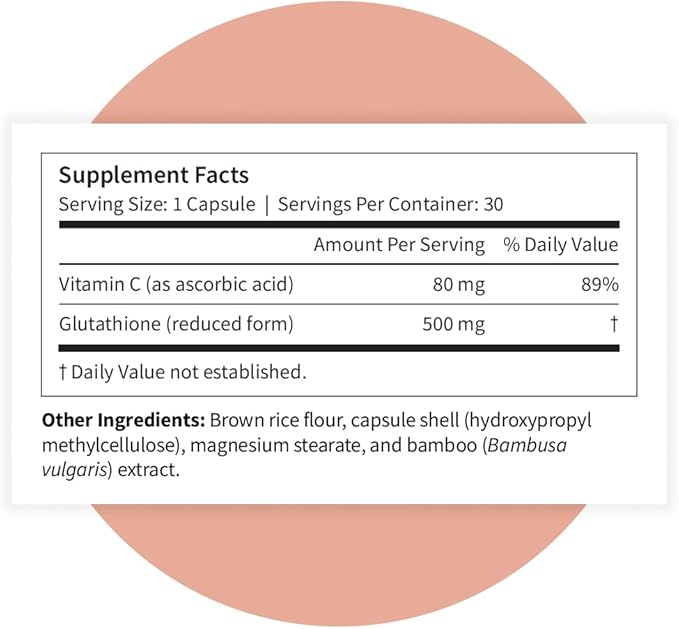 Pattern Wellness Glutathione Supplement - Active Reduced Glutathione Formula with Added Vitamin C - Cell Antioxidant + Immune Health Support - 30 Vegan Capsules