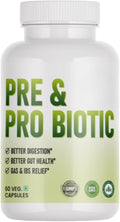 Probiotic and Prebiotic Capsules for Women and Men Gut Health Support for Digestive Wellness- Vegan Non-GMO Gluten Free - 60 Caps (60 Day Servings)