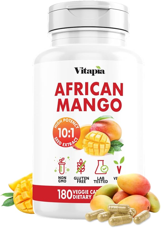 African Mango Capsules for Immune System Metabolism and Nutritional Wellness Support - Pure 10:1 Irvingia Gabonensis Extract - 180 Veggie Capsules Non-GMO Gluten-Free Vegan-Friendly
