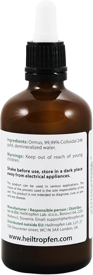 Ormus with 24K Gold 3.4 Fl Oz - 100 ml | Concentrated Orme | Atomic Minerals | Third-Party Tested | Heiltropfen®