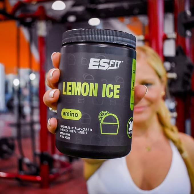 Amino Powder - Pre and Post Workout with Electrolytes - BCAA 2:1:1 Ratio Amino Acids Superior Taste Tested and Certified Lemon Ice 30 Servings