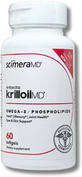 ScimeraMD® KrillOilMD Antarctic Krill Oil Omega 3 DHA EPA Supplement with Astaxanthin for Heart Brain and Joint Support 60 CT
