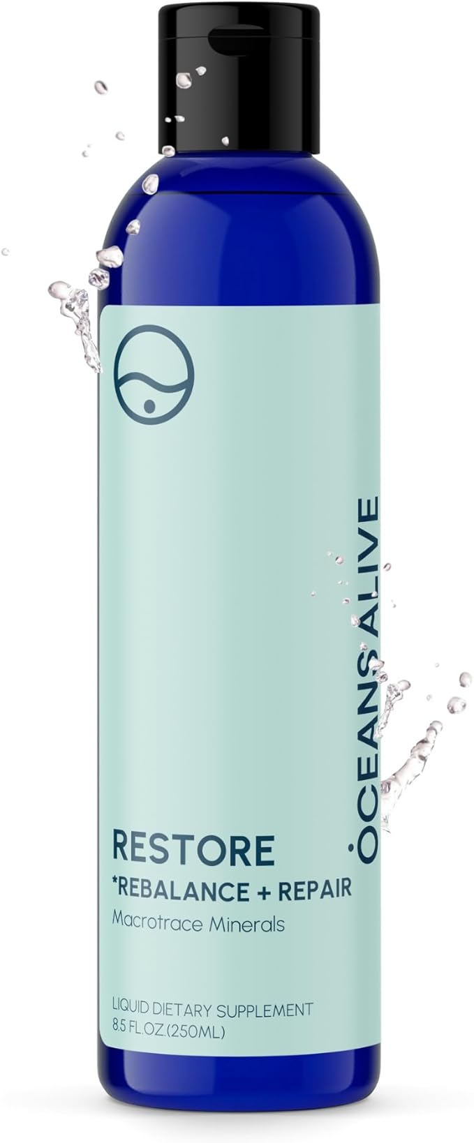 Restore - Rebalance + Repair Liquid Drops – Ionic Trace Mineral Solution for Hydration Electrolytes &amp Mineral Supplement Support Mineral Rich Liquid Trace Elements 8.4 fl oz