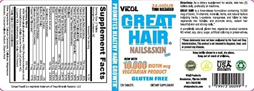 Vitol Great Hair Time Released 10000 mcg Biotin 120 Tablets