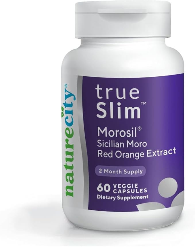 NatureCity True-Slim Morosil Weight Management Capsules | 400mg Sicilian Blood Orange Extract | Supports Reduction of Belly Fat &amp Waist Size | 60 Veggie Capsules | Non-GMO Gluten-Free | Made in U