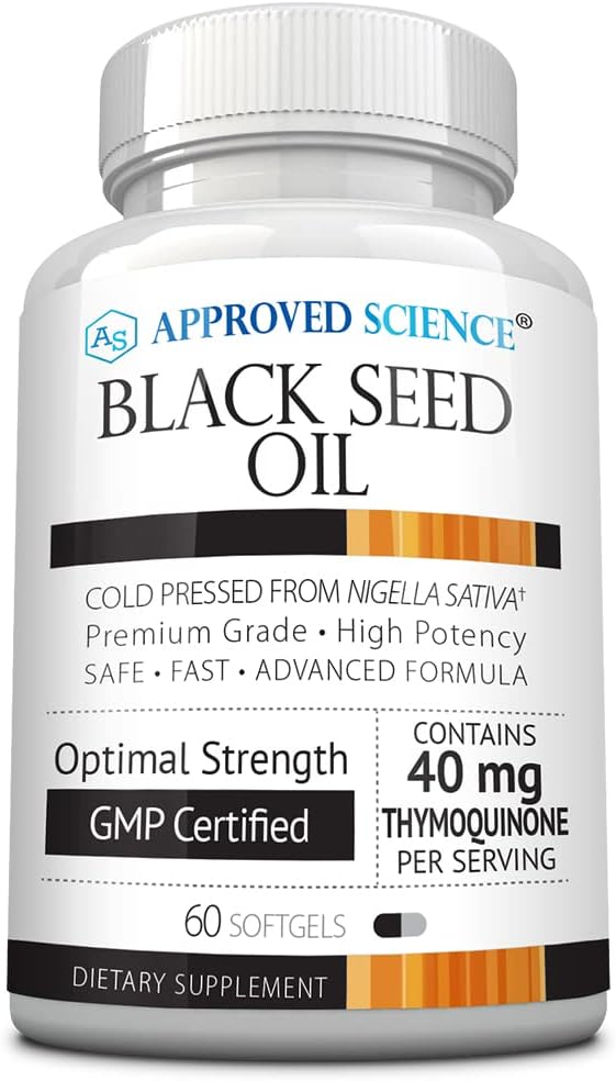 Approved Science Black Seed Oil - Cold Pressed Nigella Sativa - Boost Immunity Respiratory Cognitive and Digestive Health - 2% Thymoquinone - 1 Bottle - 60 Softgels - Made in The USA