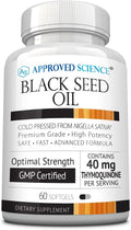 Approved Science Black Seed Oil - Cold Pressed Nigella Sativa - Boost Immunity Respiratory Cognitive and Digestive Health - 2% Thymoquinone - 1 Bottle - 60 Softgels - Made in The USA