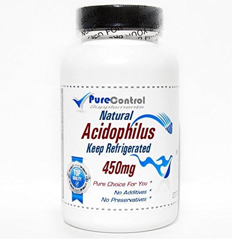 Natural Acidophilus 450mg - 500 Million Live Active Cultures/Keep Refrigerated // 100 Capsules // Pure // by PureControl Supplements