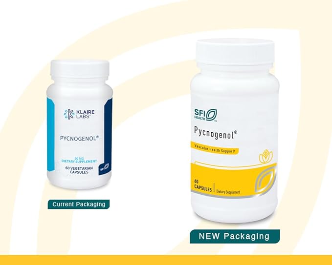 Klaire Labs SFI Health Pycnogenol 50 mg - Hypoallergenic Antioxidant Supplement with French Maritime Pine Bark Extract - Gluten-Free Soy-Free 50mg Pycnogenol Extract (60 Capsules)
