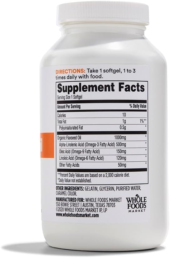 365 by Whole Foods Market Flax Seed Oil 180 Count