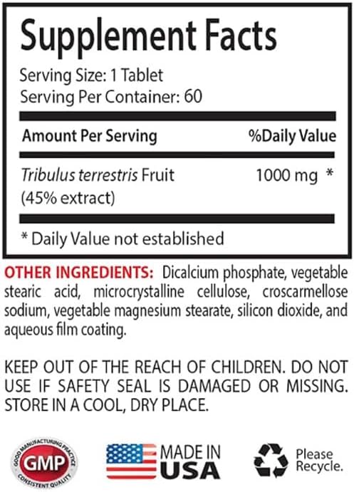 Tribulus Terrestris dietary supplement - TRIBULUS TERRESTRIS EXTRACT - Tribulus Extract Tribulus Pills Tribulus Terrestris pills Natural Tribulus Tribulus Terrestris pills 2 Bot 120 Capsules