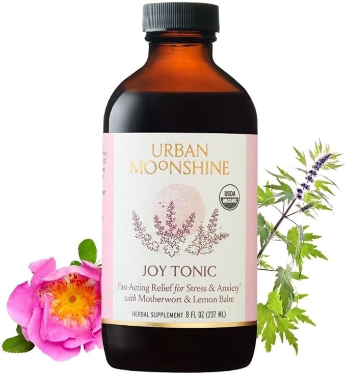 Urban Moonshine Joy Tonic - Fast-Acting Relief for Stress and Anxiety - Supports Nervous System - Natural Mood Support - Motherwort - Lemon Balm - Nervous System Support - Elevates Mood* - 8 Fl Oz