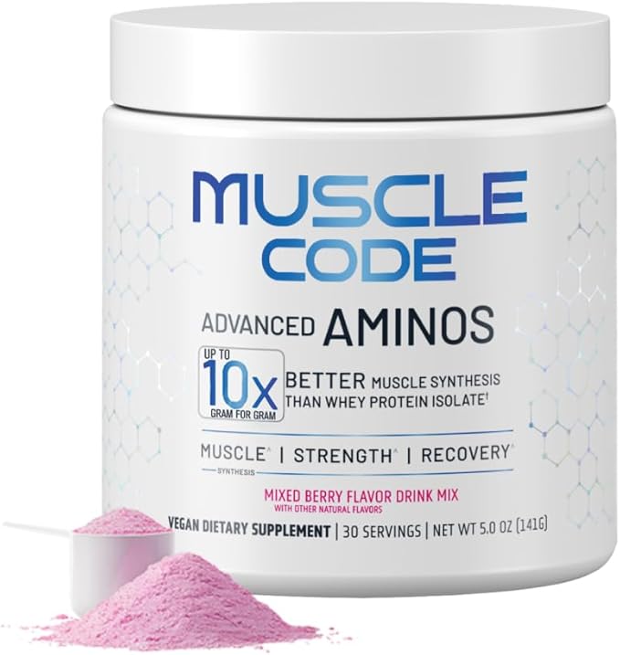 NAUTILUS Muscle Code Essential Amino Acid Powder Muscle Synthesis &amp Repair &amp Strength Natural Mixed Berry Flavor – 30 Servings Clinically Studied 0g Sugar Keto Vegan Gluten Free Dairy Free
