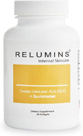 Relumins GLA Plus Glutathione Supplement – 240mg Borage Seed Oil GLA &amp 75mg Capsules – Hydrate Protect &amp Glow from Within – 30 Capsules - Moisturized Radiant Healthy-Looking Skin