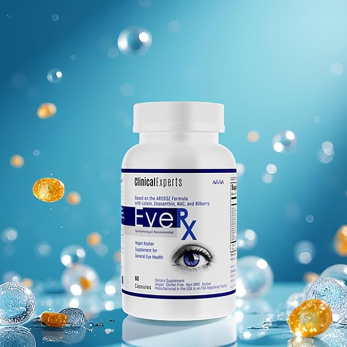 Navan EyeRx Antioxidant AREDS2 Eye Vitamins &amp Minerals Supplement for General Eye Health by Clinical Experts - Lutein Zeaxanthin NAC Bilberry Zinc Vitamin C - Kosher Certified 60 Capsules