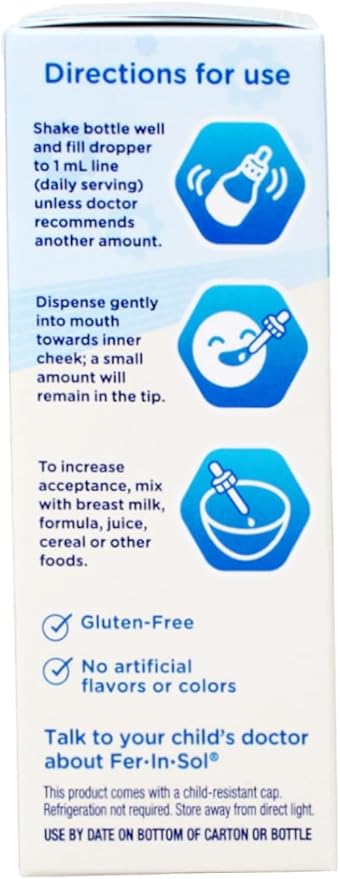 Enfamil Fer-in-Sol Iron Supplement Drops for Infants &amp Toddlers 15 mg 1.67 fl oz (50 ml) (Pack of 2)