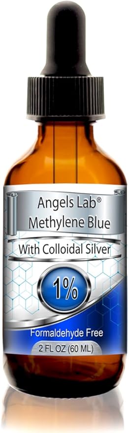 New Methylene Blue 1% Wtih Colloidal Silver Angels Lab |USP-Grade Methylthioninium Chloride Liquid | High Purity Dietary Supplement for Brain Function &amp Cognitive Health |2oz Glass Dropper Bottle…