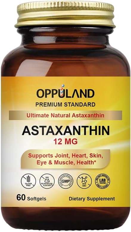 Astaxanthin 12mg | 60 Softgels | Supports Joint Heart Skin and Muscle Health