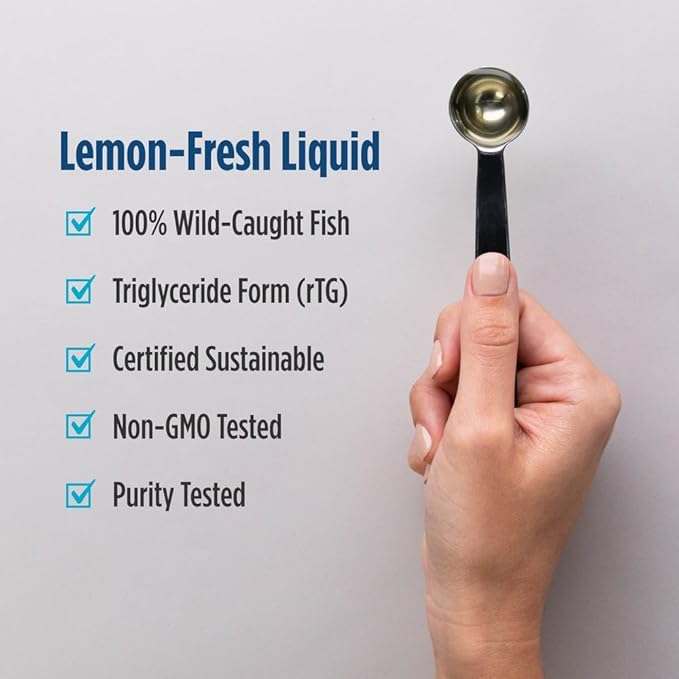 Nordic Naturals Ultimate Omega Liquid Lemon Flavor - 8 oz - 2840 mg Omega-3 - High-Potency Fish Oil Supplement with EPA &amp DHA - Promotes Brain &amp Heart Health - Non-GMO - 48 Servings