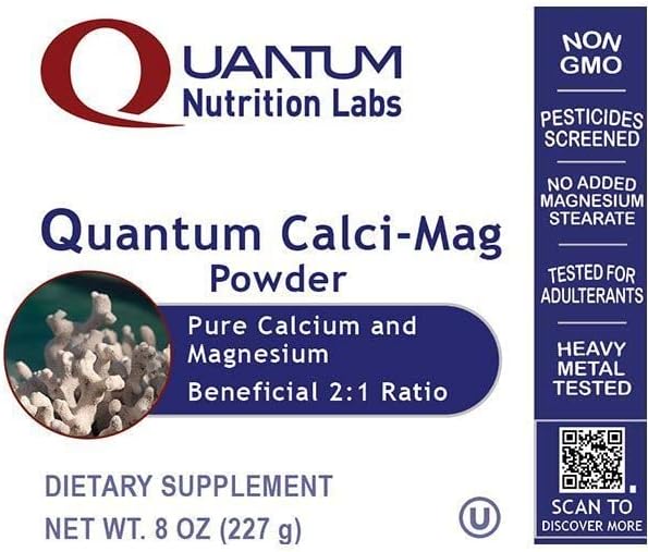 QNL Quantum Calci-Mag Powder - Calcium &amp Magnesium Supplement to Support Joint Teeth &amp Bone Health - Coral Calcium Capsules from Sango Marine Coral - 8 oz